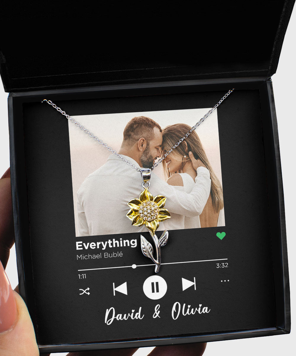 Everything Custom Spotify Code With Couple Photo And Song Card Sunflower Pendant Necklace Anniversary Gifts For Her Toptrendygear