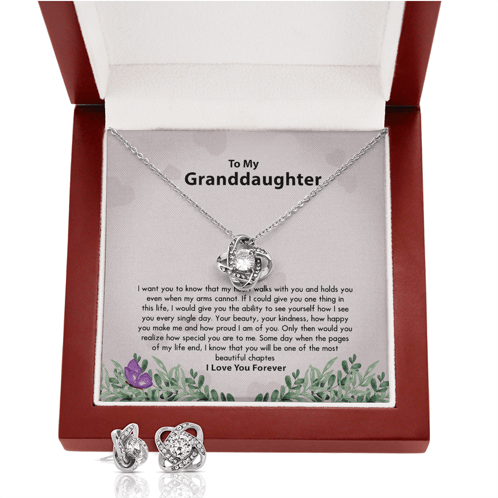 Give You One Thing In Life Love Knot Necklace Gift For Granddaughter Love Knot With Free Earrings