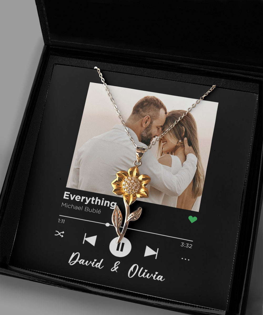 Everything Custom Spotify Code With Couple Photo And Song Card Sunflower Pendant Necklace Anniversary Gifts For Her Toptrendygear