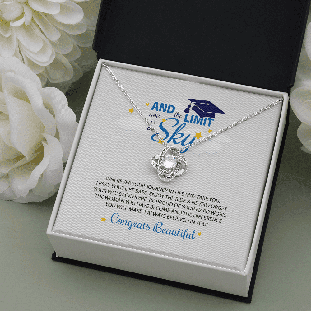 To My Beautiful I Always Believed In You, The Limit Is The Sky Love Knot Necklace Gift For Daughter Toptrendygear