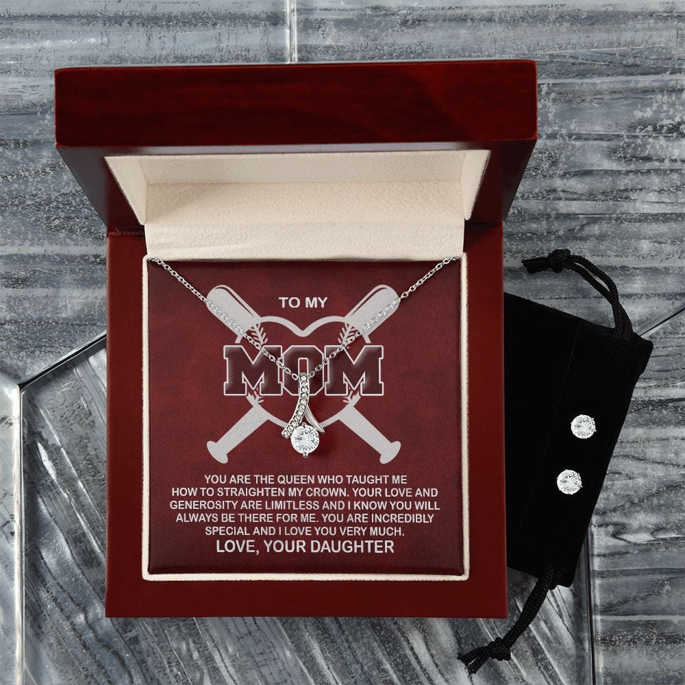 Mother Daughter Necklace, You Are The Queen Who Taught Me How To Straighten My Crown Forever Love Necklace Set Best Gifts For Mom