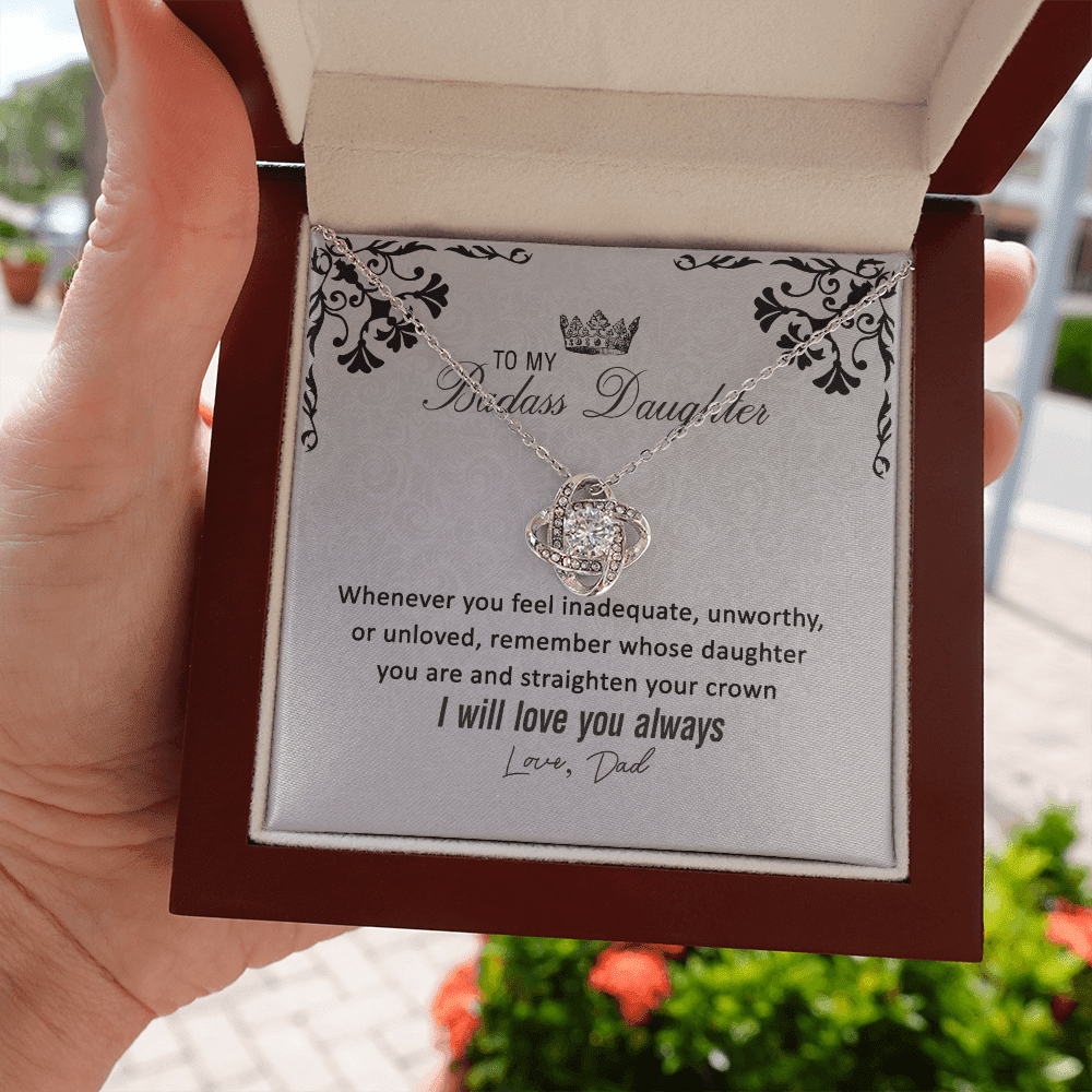 To My Badass Daughter From Dad Love Knot Necklace