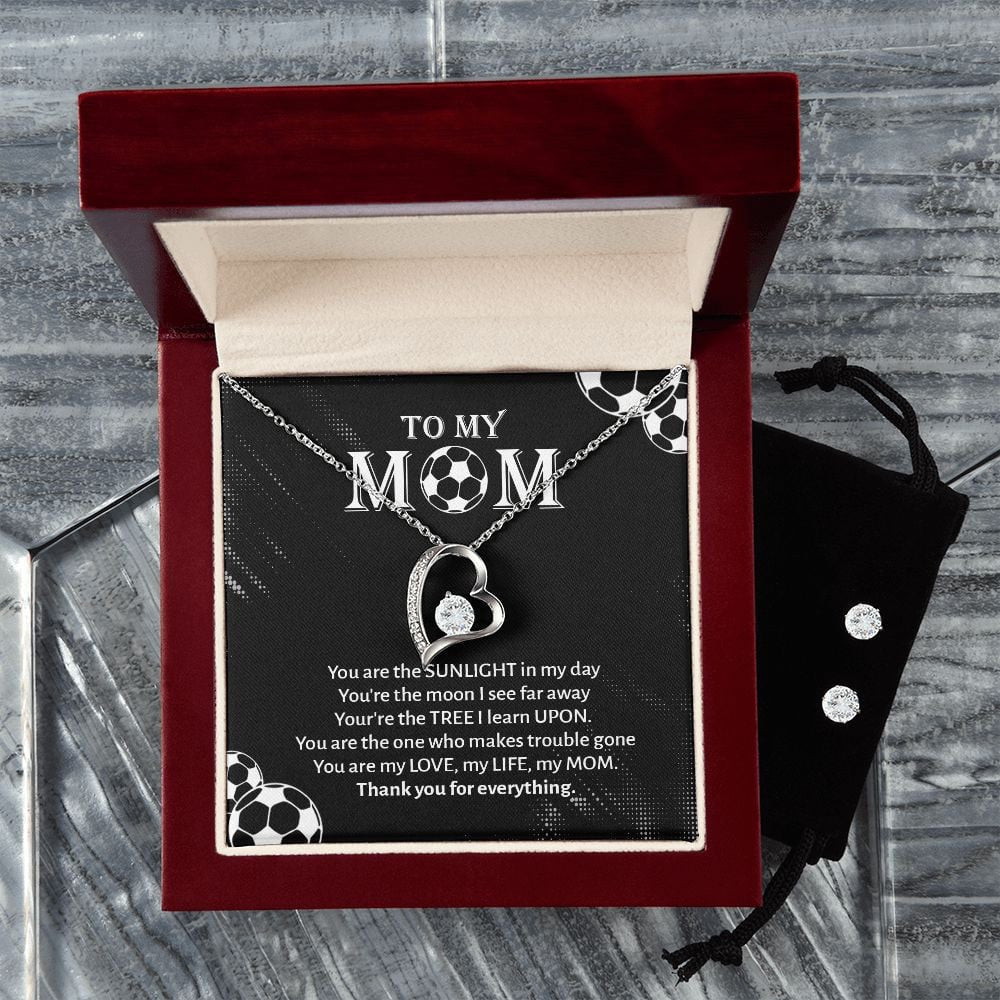 Mother Necklace, To My Football Mom You Are My Love, My Life, My MOM Forever Love Necklace Set Best Gifts For Mom