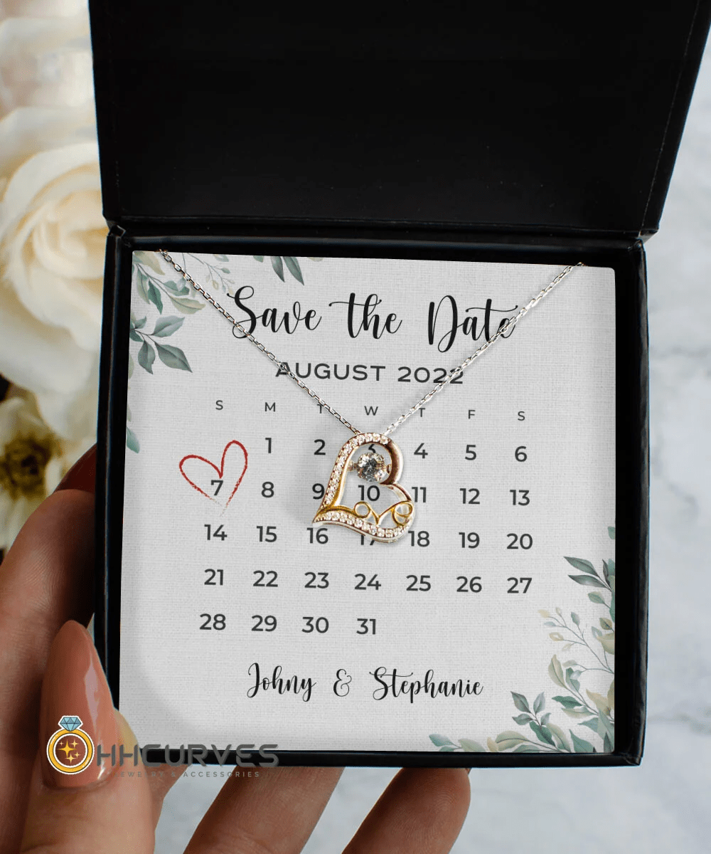 Custom Name Date Anniversary Gifts Save The Date Happy Wedding Anniversary Gift For Her Love Dancing Necklace Toptrendygear