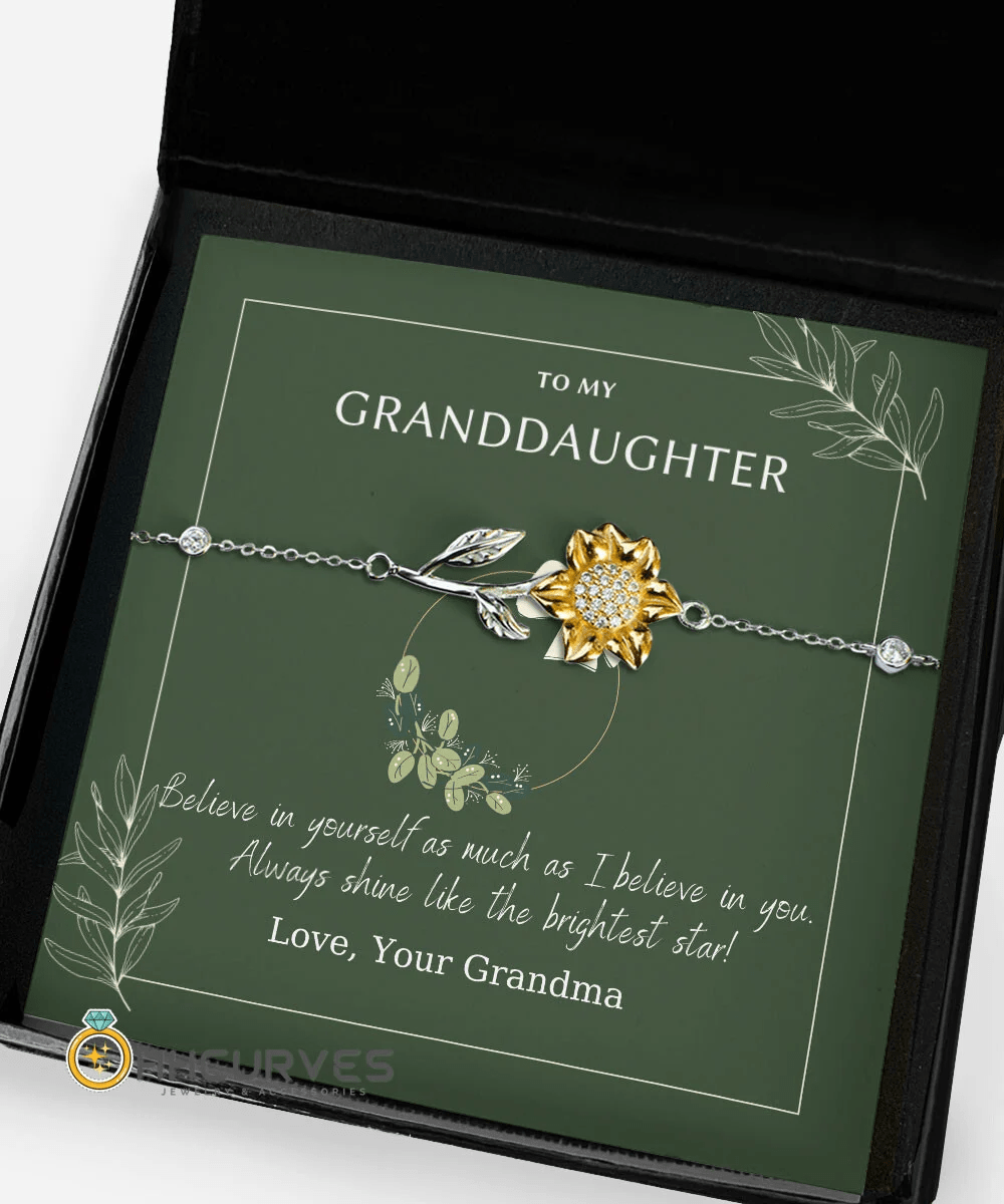 To My Granddaughter Believe In Yourself Gift For Granddaughter Sunflower Bracelet