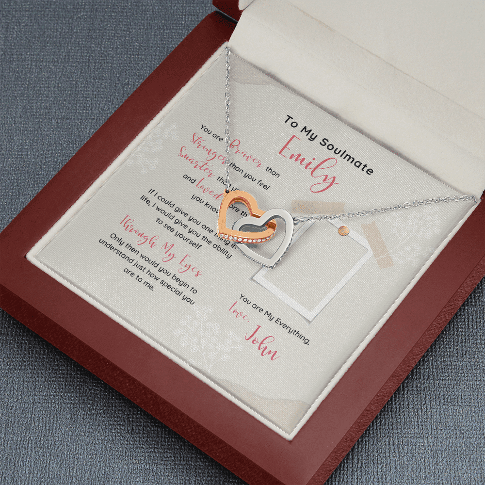 To My Soulmate You Are My Everything Custom Name Interlocking Heart Necklace Gift For Her Toptrendygear