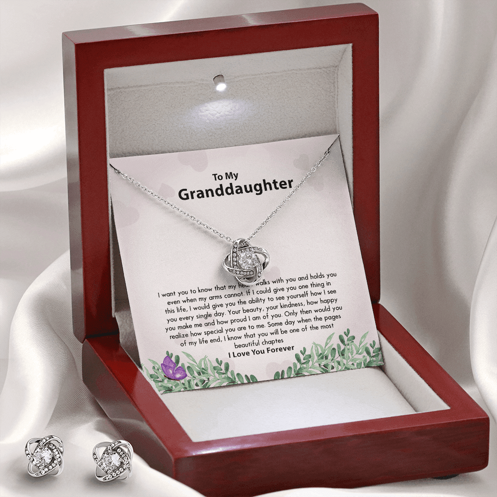Give You One Thing In Life Love Knot Necklace Gift For Granddaughter Love Knot With Free Earrings