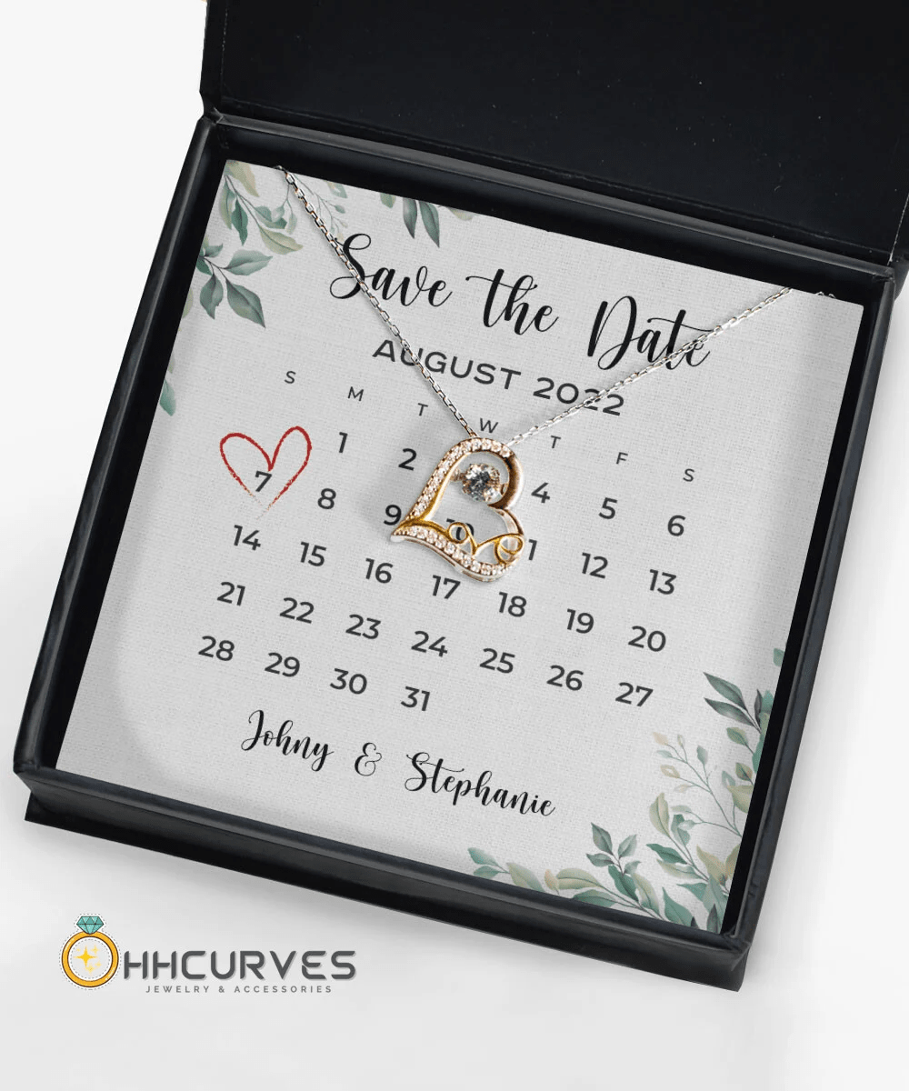 Custom Name Date Anniversary Gifts Save The Date Happy Wedding Anniversary Gift For Her Love Dancing Necklace Toptrendygear