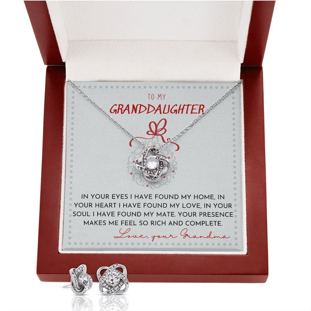 Granddaughter Necklace From Grandma In Your Eyes I Have Found My Home Love Knot With Free Earrings