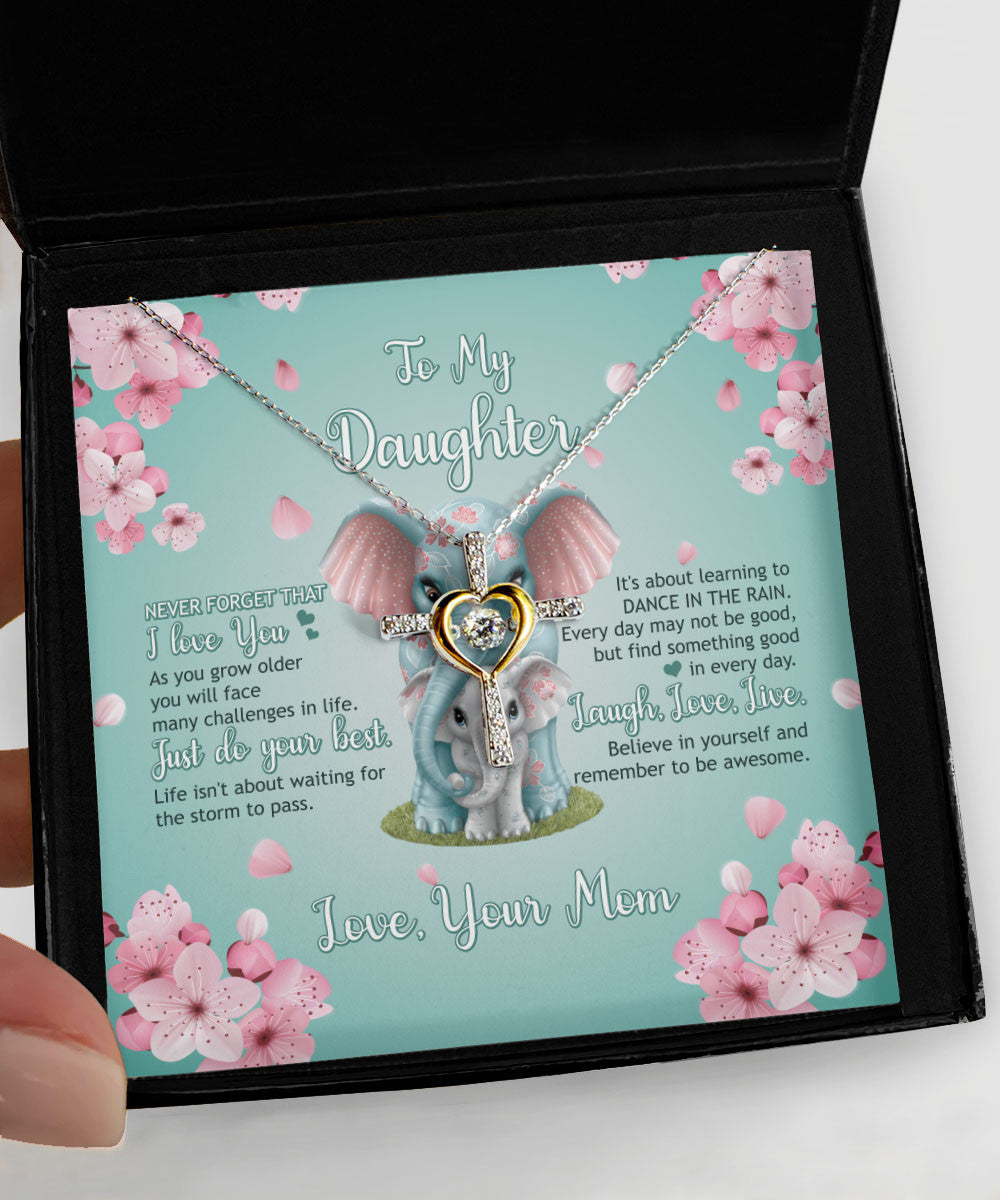 Mother Daughter Necklace Never Forget That I Love You Gift For Daughter From Mom Cross Dancing Necklace Toptrendygear