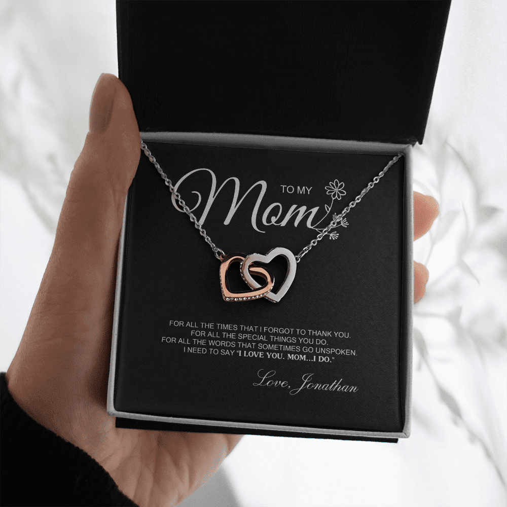To My Mom For All The Time Interlocking Heart Necklace Toptrendygear