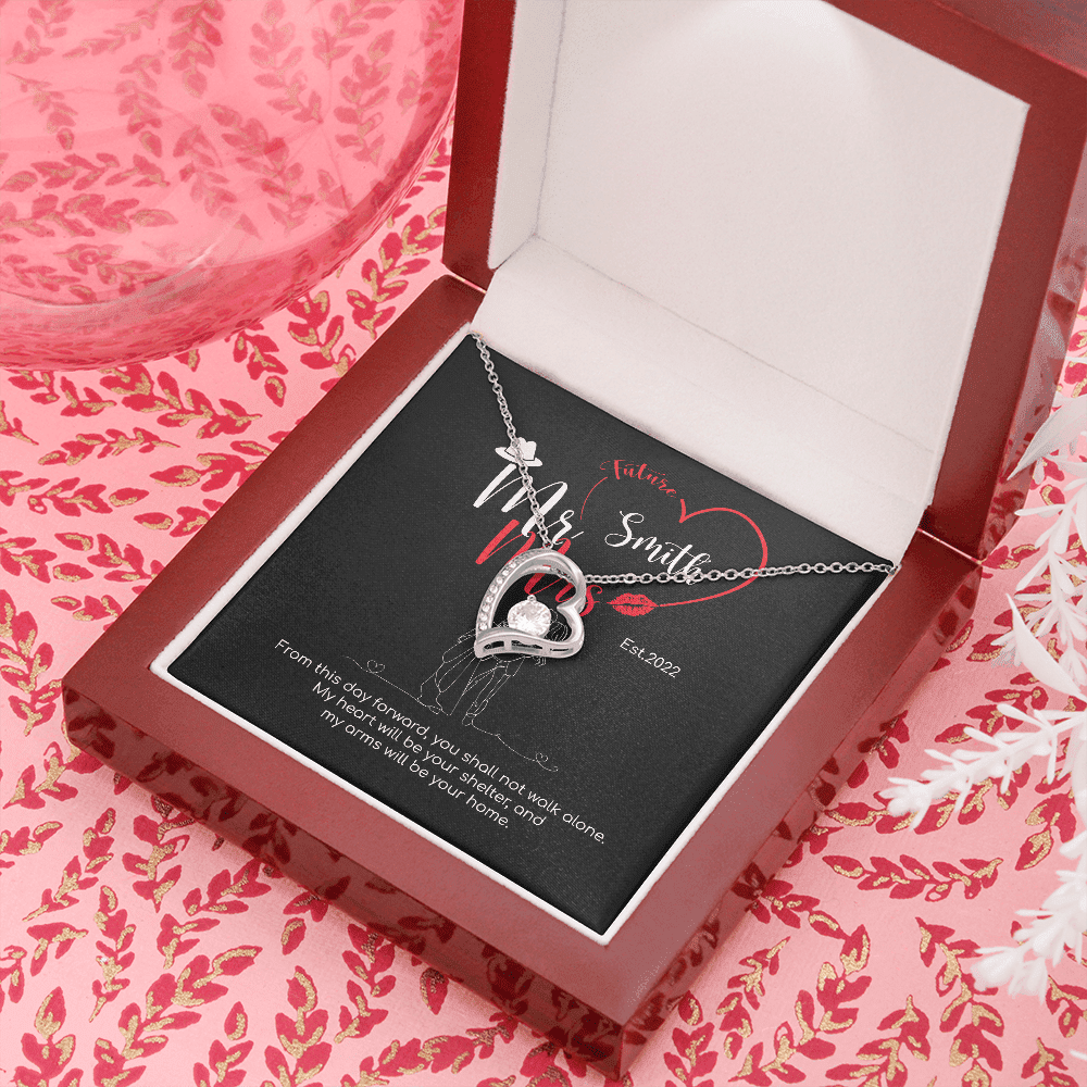 Mr. & Mrs. Custom Name And Date Forever Love Necklace Anniversary Presents By Year