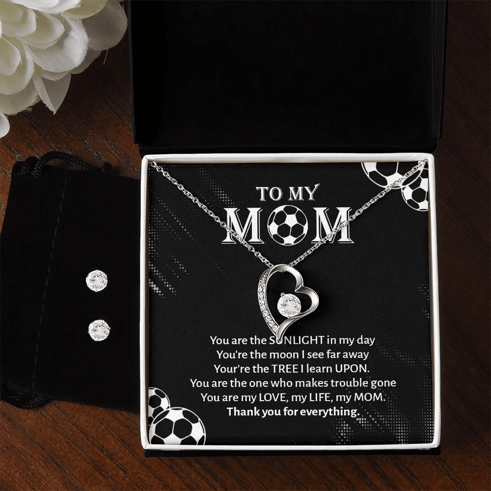 Mother Necklace, To My Football Mom You Are My Love, My Life, My MOM Forever Love Necklace Set Best Gifts For Mom