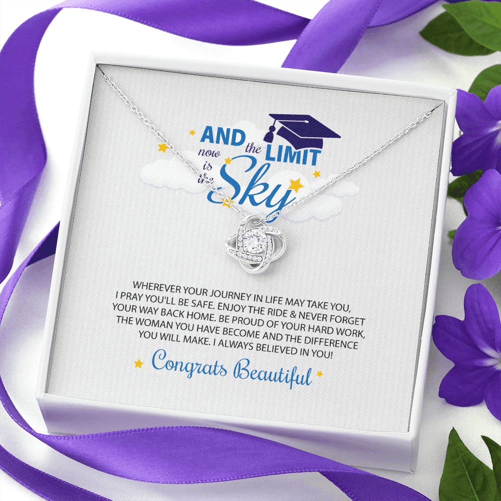 To My Beautiful I Always Believed In You, The Limit Is The Sky Love Knot Necklace Gift For Daughter Toptrendygear
