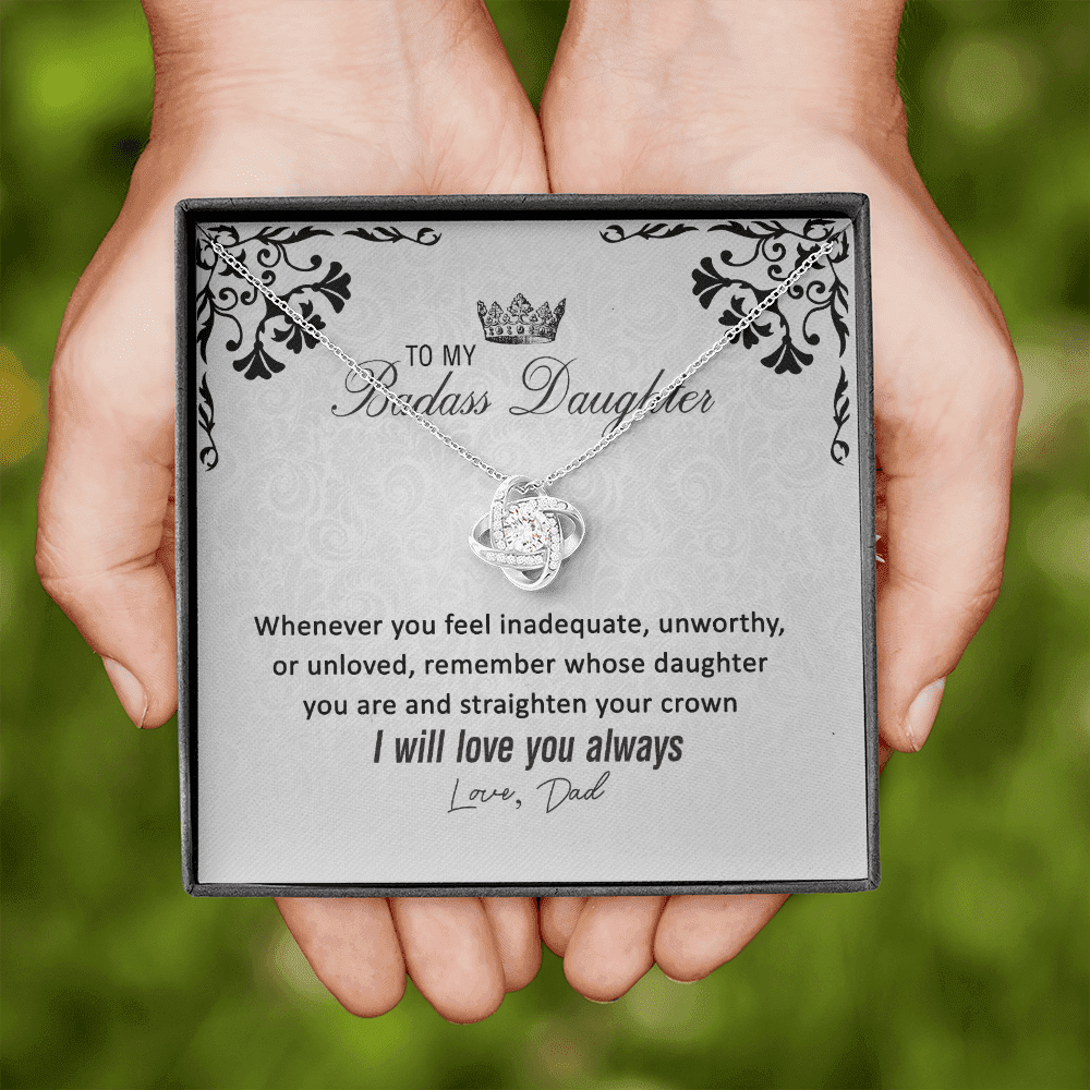 To My Badass Daughter From Dad Love Knot Necklace