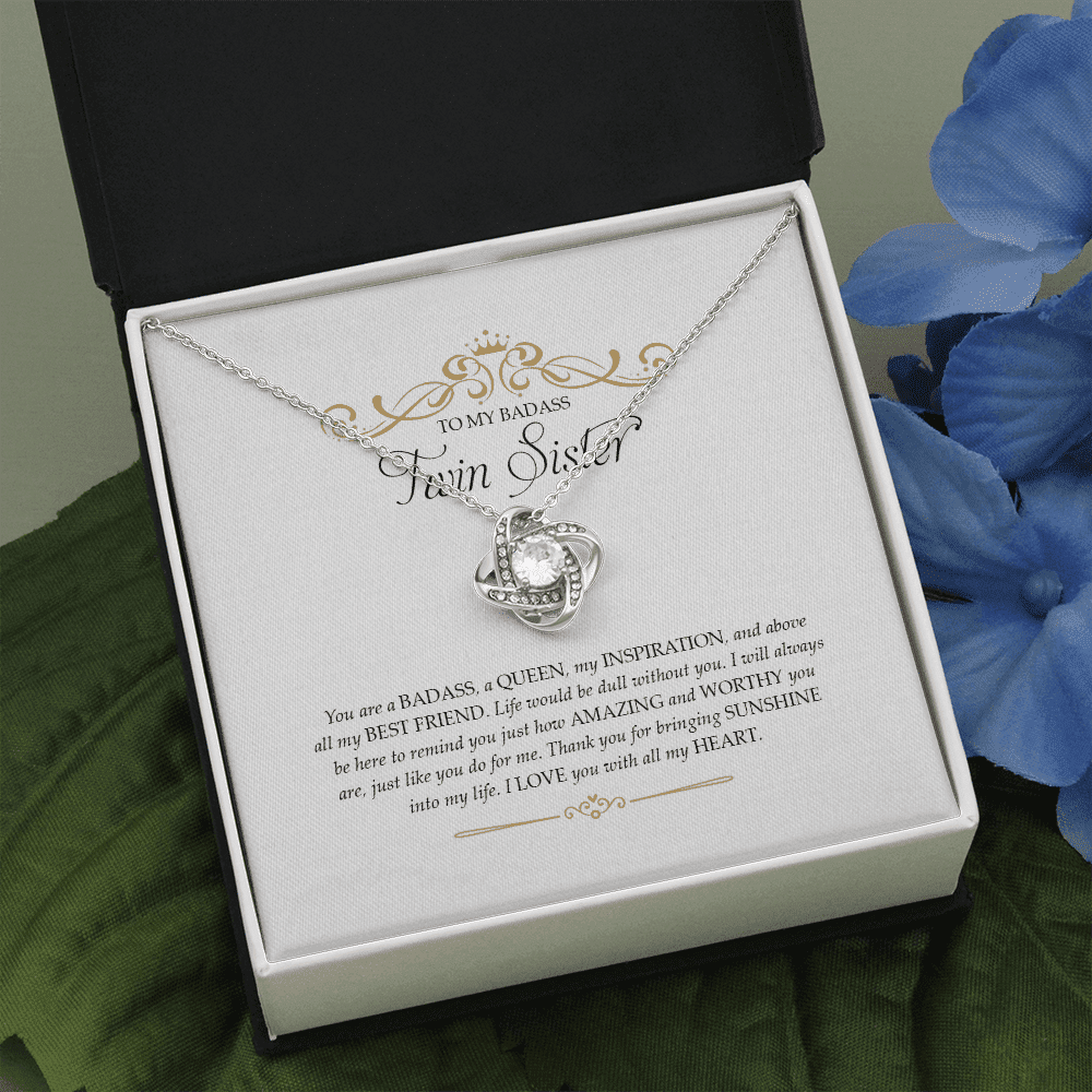 Sister's Gift I Love You With All My Heart Gift For Twin Sister Love Knot Necklace