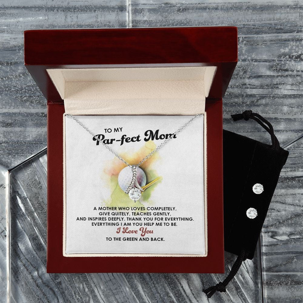 Mother Necklace, To Parfect Golf Mom I Love You To The Green And Back Forever Love Necklace Set Best Gifts For Mom