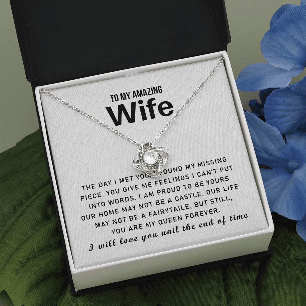 To My Love My Life My Amazing Wife Queen Forever - Gift For Wife Love Knot Necklace