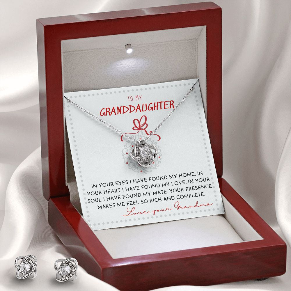 Granddaughter Necklace From Grandma In Your Eyes I Have Found My Home Love Knot With Free Earrings