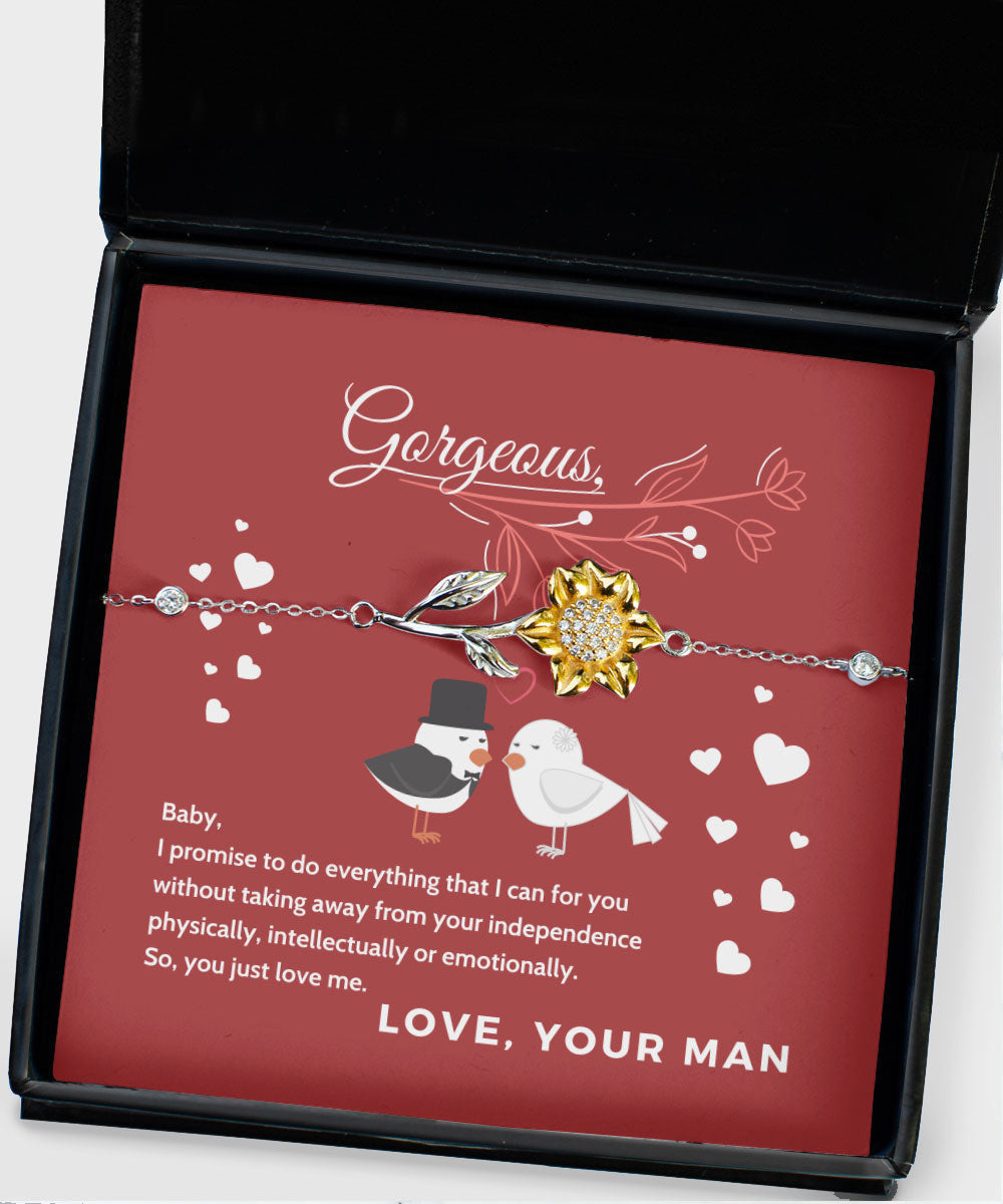 To Gorgeous Baby You Just Love Me Sunflower Bracelet