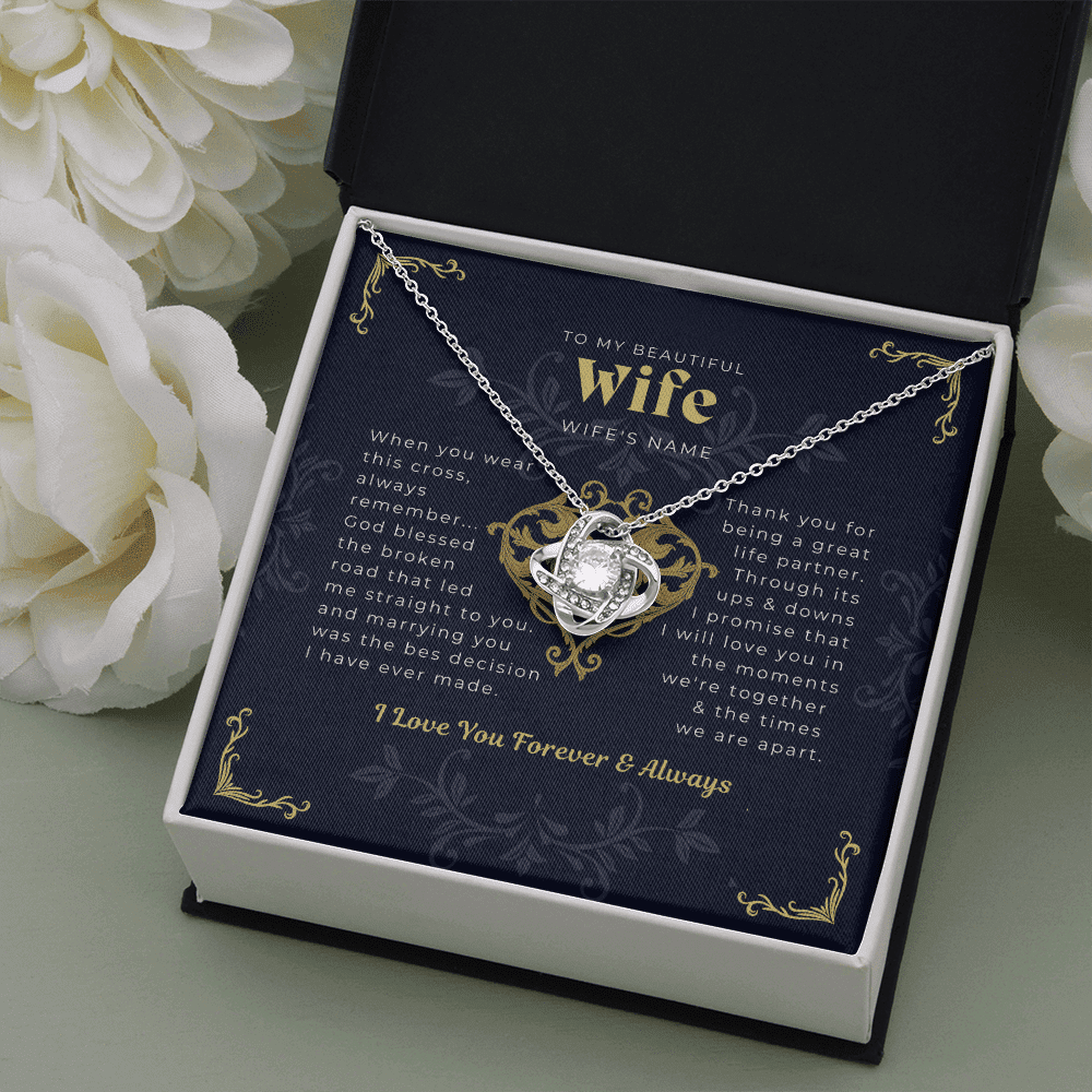 To My Wife From Husband I Love You Forever And Always Love Knot Necklace Toptrendygear