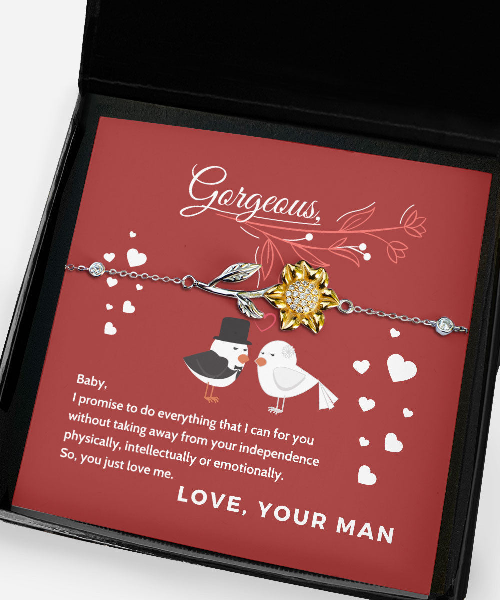 To Gorgeous Baby You Just Love Me Sunflower Bracelet