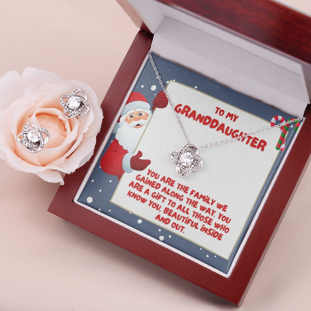 Granddaughter Necklace You Are The Family We Gained Along The Way Love Knot With Free Earrings Unique Gifts For Christmas