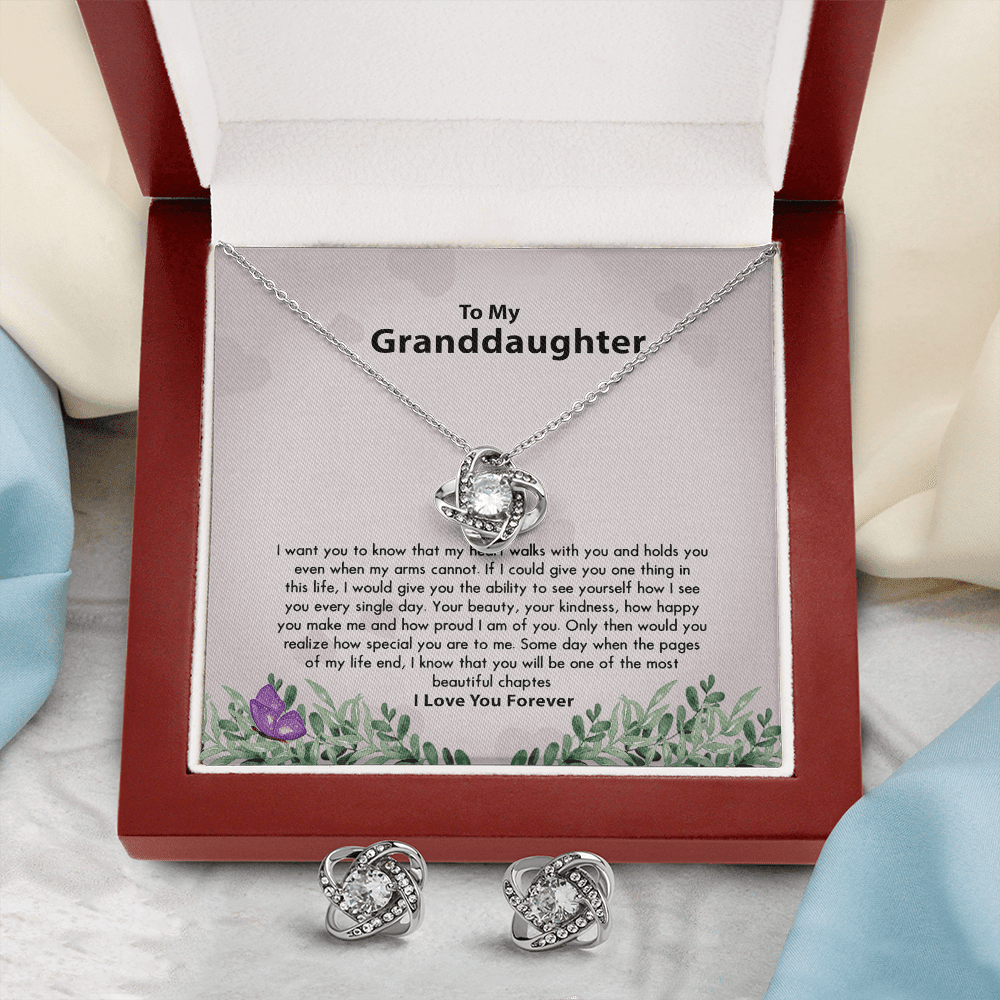 Give You One Thing In Life Love Knot Necklace Gift For Granddaughter Love Knot With Free Earrings