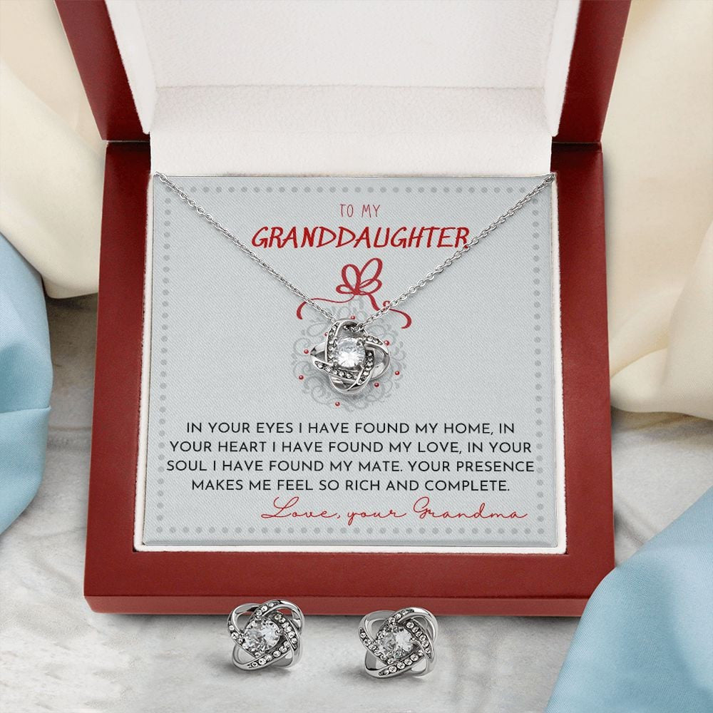 Granddaughter Necklace From Grandma In Your Eyes I Have Found My Home Love Knot With Free Earrings