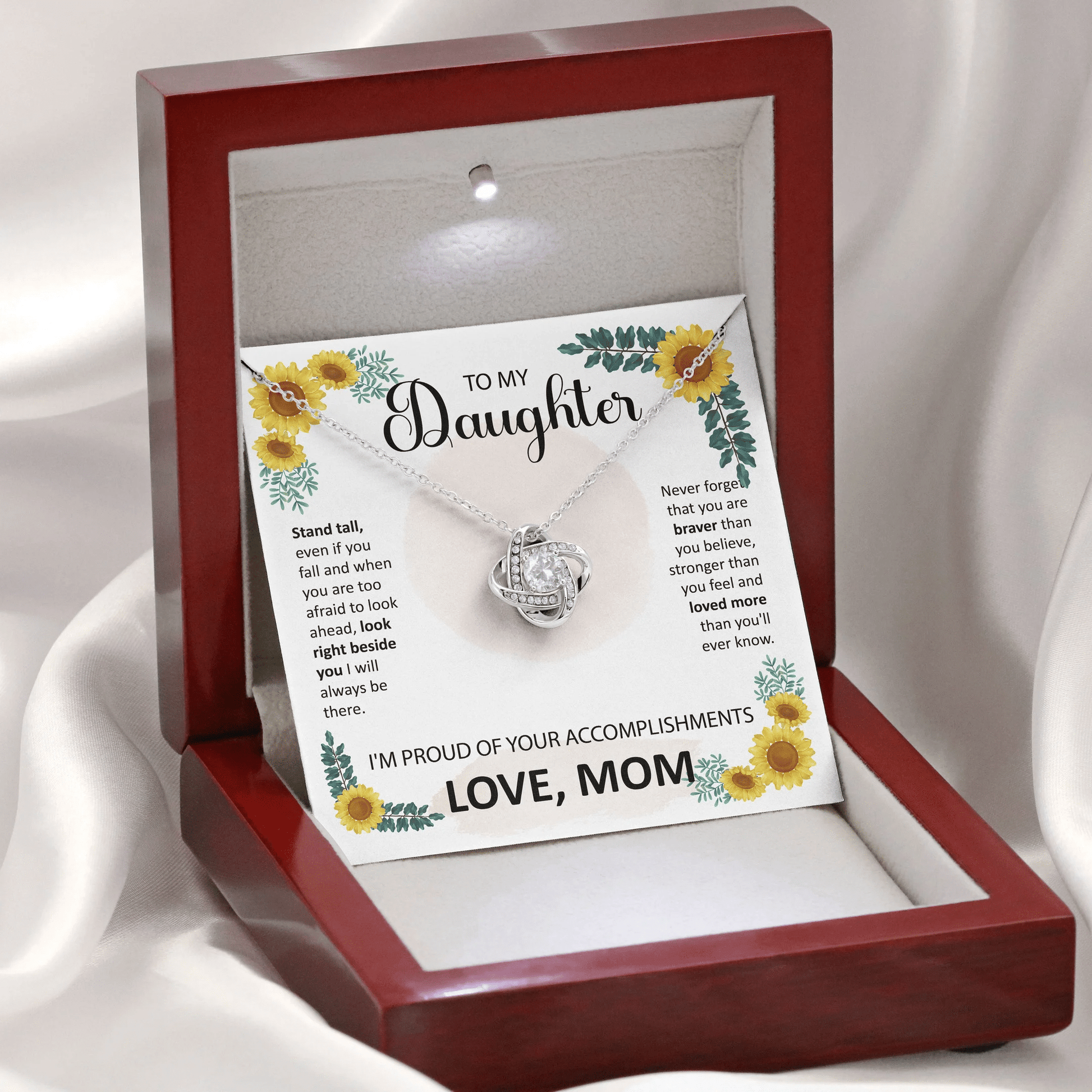 To My Daughter - Stand Tall Love Knot Necklace