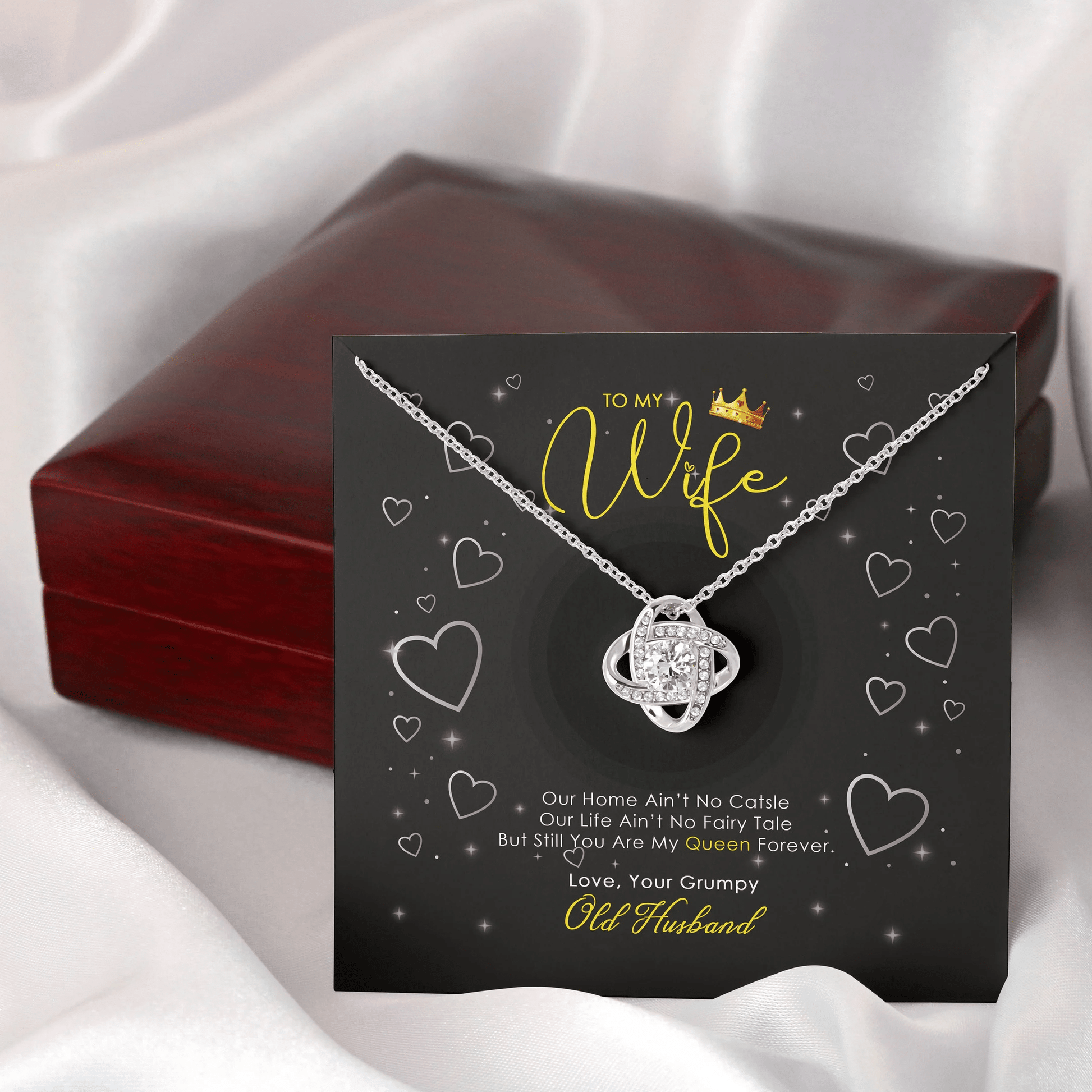 To My Wife Love Your Grumpy Old Husband Love Knot Necklace
