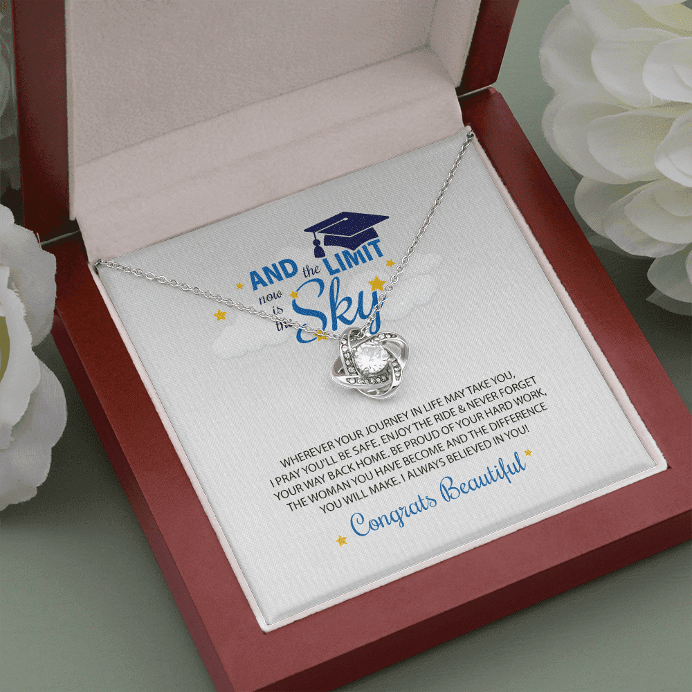 To My Beautiful I Always Believed In You, The Limit Is The Sky Love Knot Necklace Gift For Daughter Toptrendygear