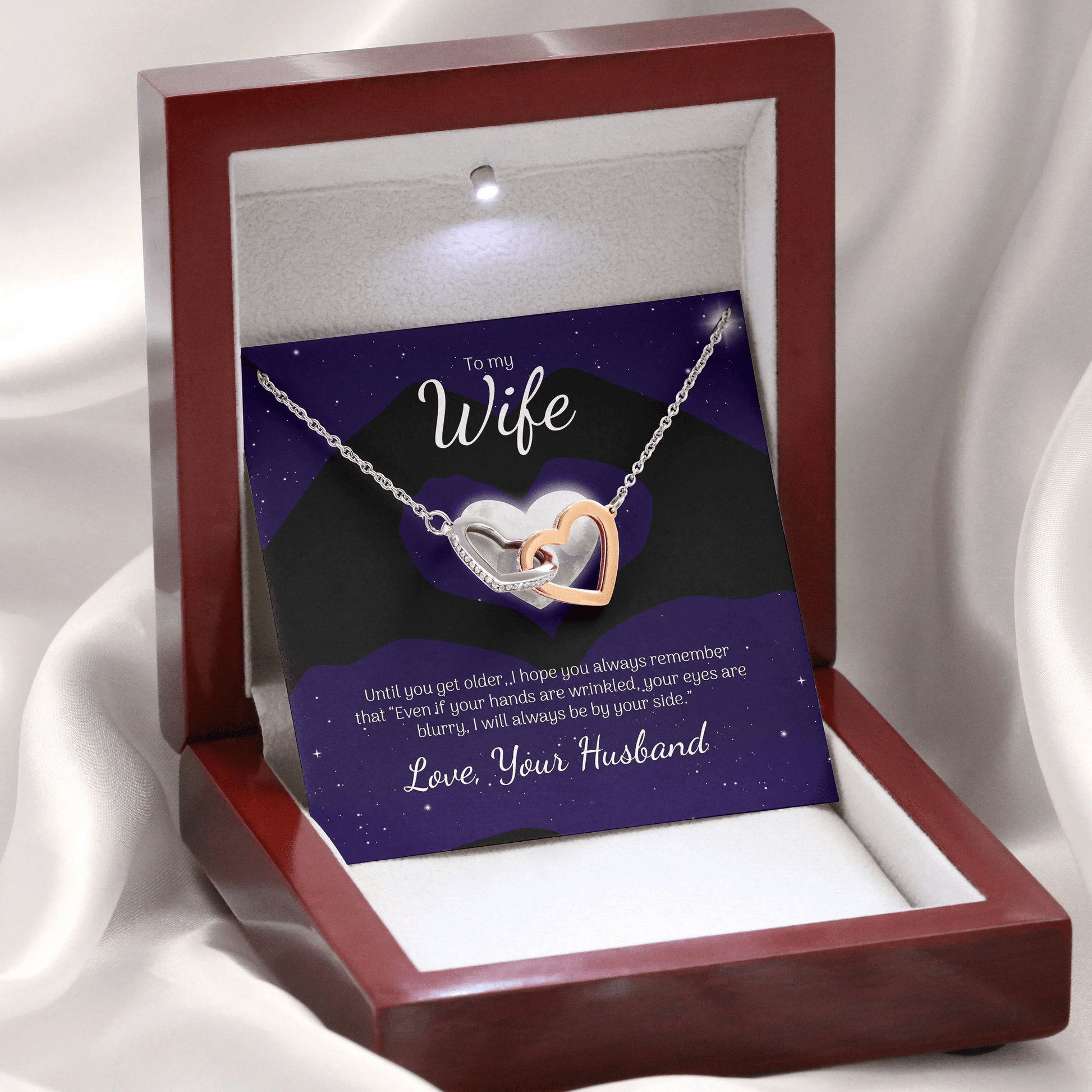 To My Wife Until You Get Older I Will Always Be By Your Side Interlocking Heart Necklace Toptrendygear