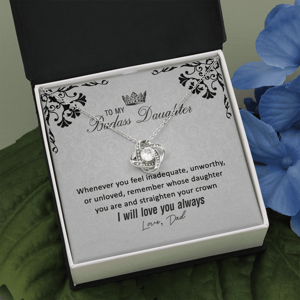 To My Badass Daughter From Dad Love Knot Necklace