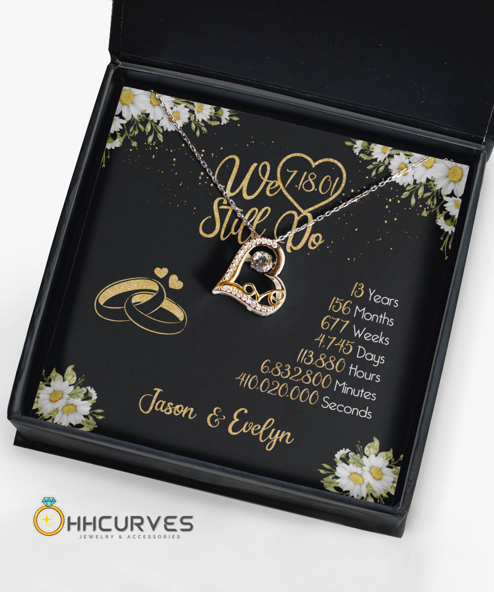 Custom Name And Date Anniversary Gifts Lace Anniversary Gifts For Her We Still Do 13 Year Wedding Anniversary Gift Love Dancing Necklace Toptrendygear