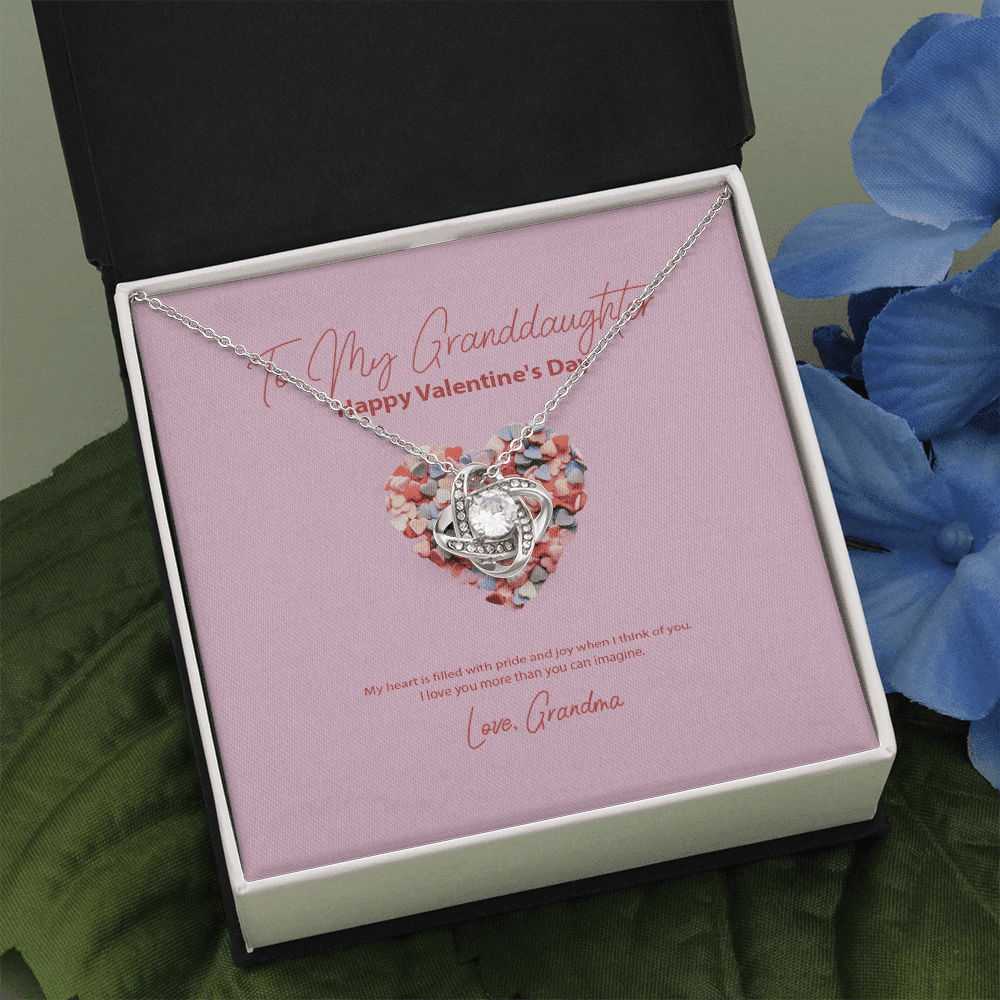 To My Granddaughter From Grandma Valentine's Day Love Knot Necklace