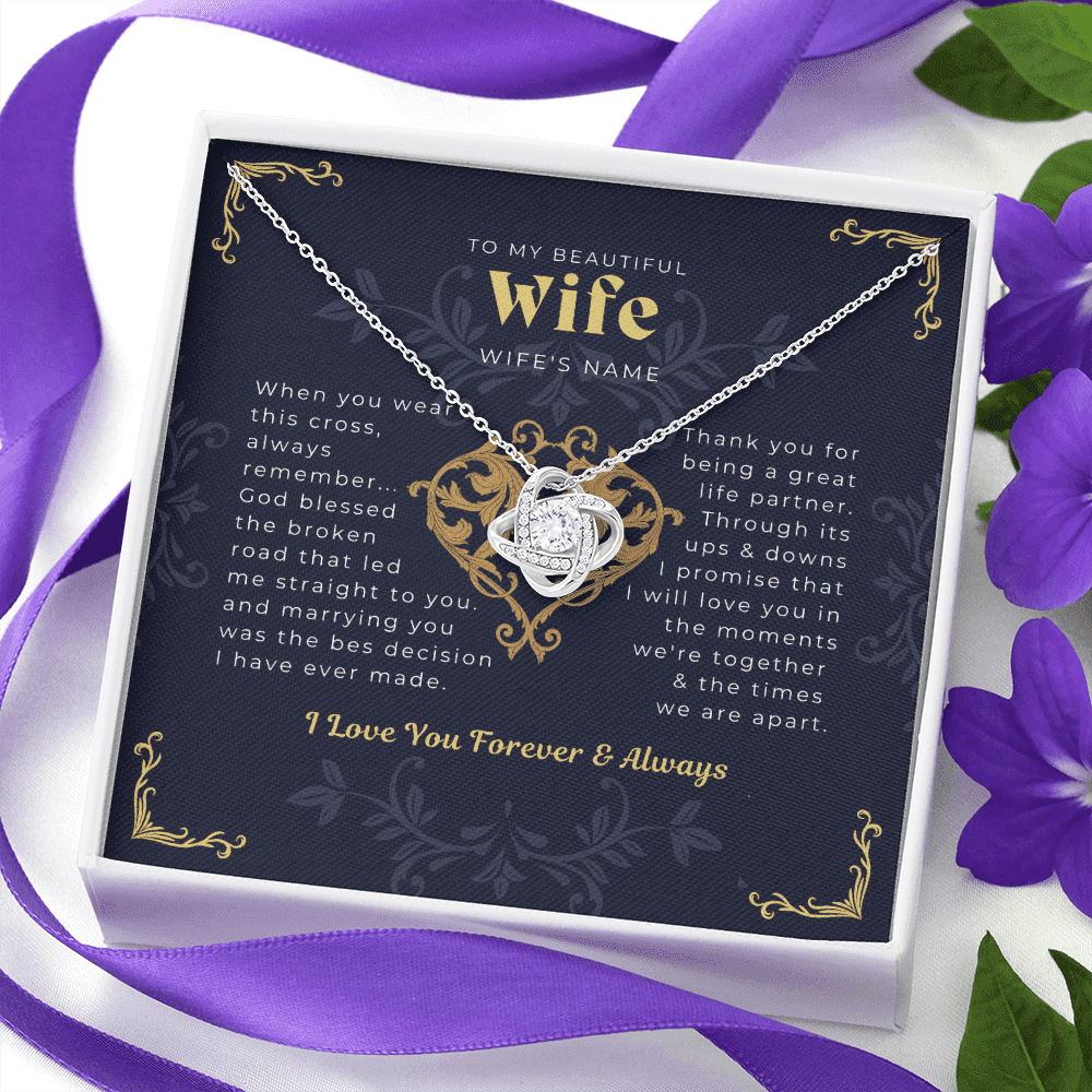 To My Wife From Husband I Love You Forever And Always Love Knot Necklace Toptrendygear