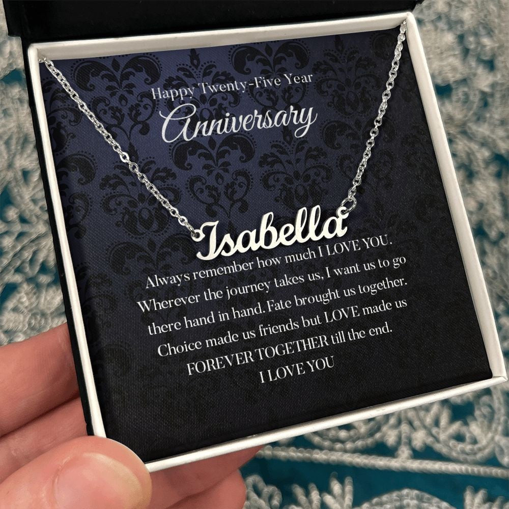 Her Necklace Happy Twenty Five Year Anniversary Personalized Name Necklace
