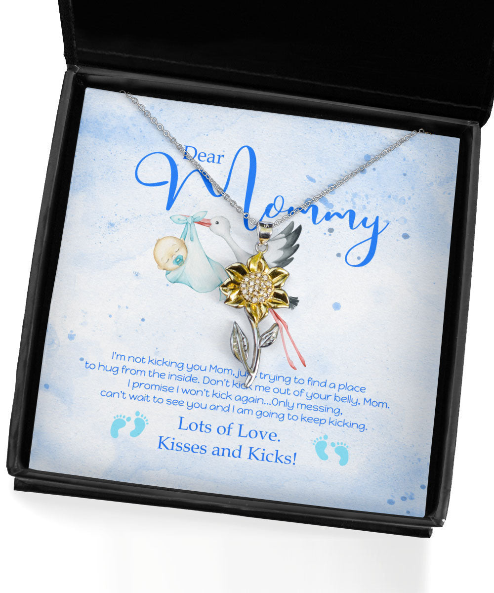 To My Mommy Lots Of Love Kisses And Kicks Sunflower Pendant Necklace Toptrendygear