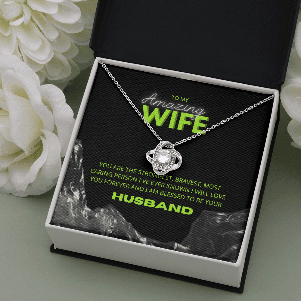 To Amazing Wife I Am Blessed To Be Yours Love Knot Necklace Toptrendygear