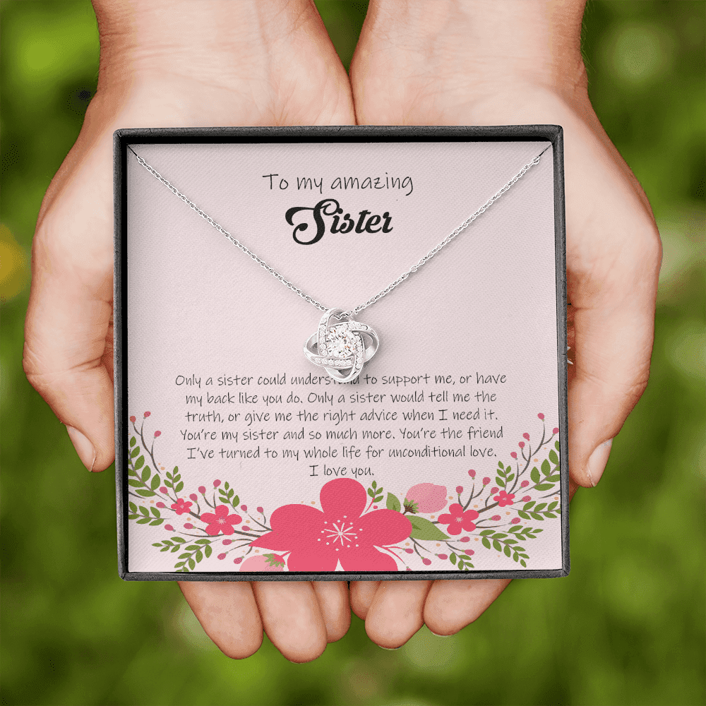 Gift For Sister You're Much More My Sister Love Knot Necklace