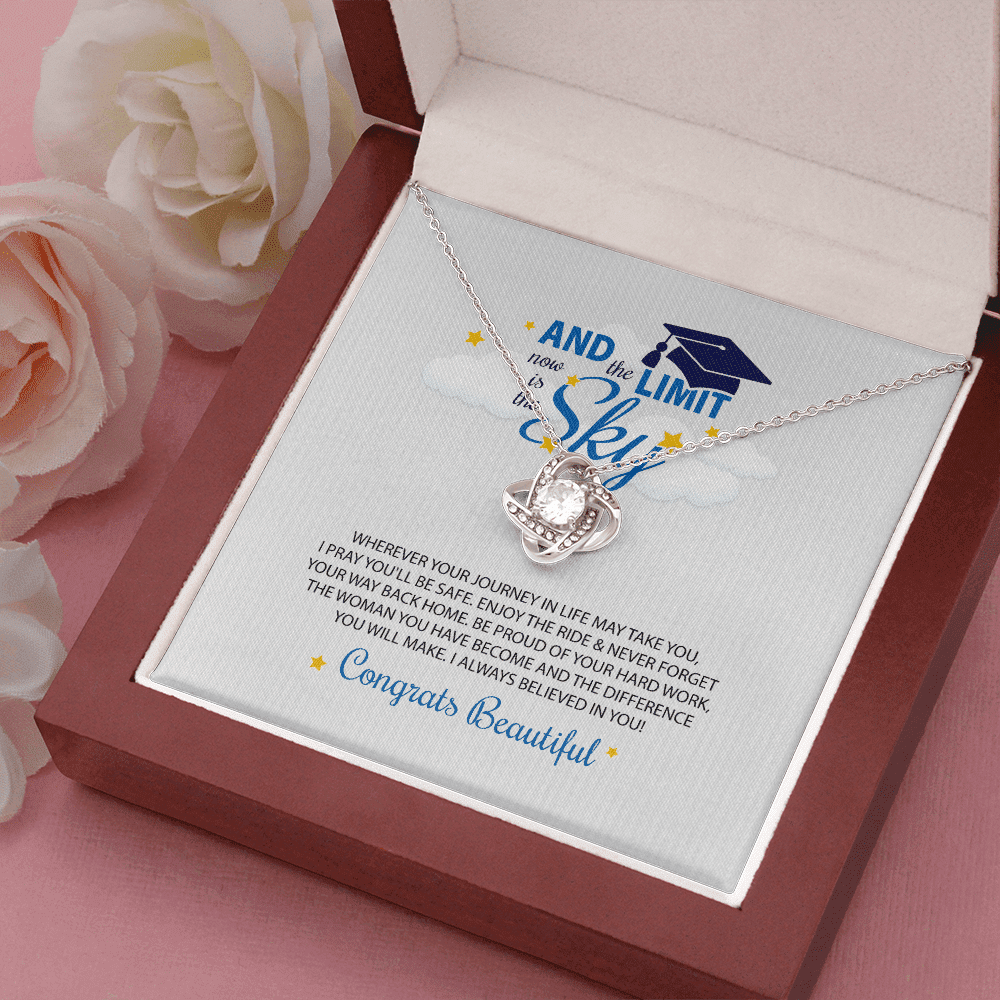 To My Beautiful I Always Believed In You, The Limit Is The Sky Love Knot Necklace Gift For Daughter Toptrendygear