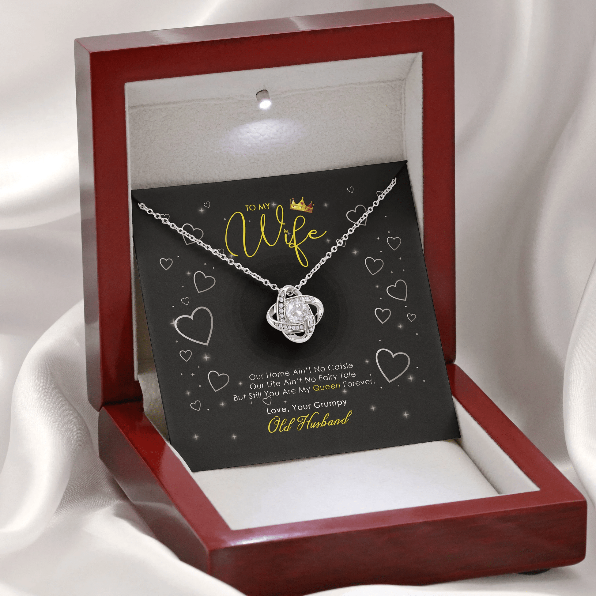 To My Wife Love Your Grumpy Old Husband Love Knot Necklace