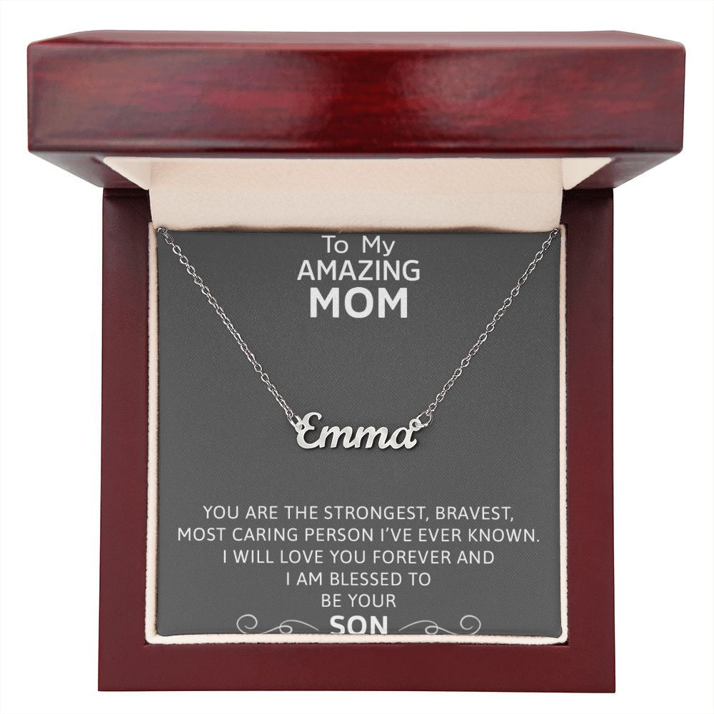 Mom Necklace You Are The Strongest Gift From Son To Mom Personalized Name Necklace