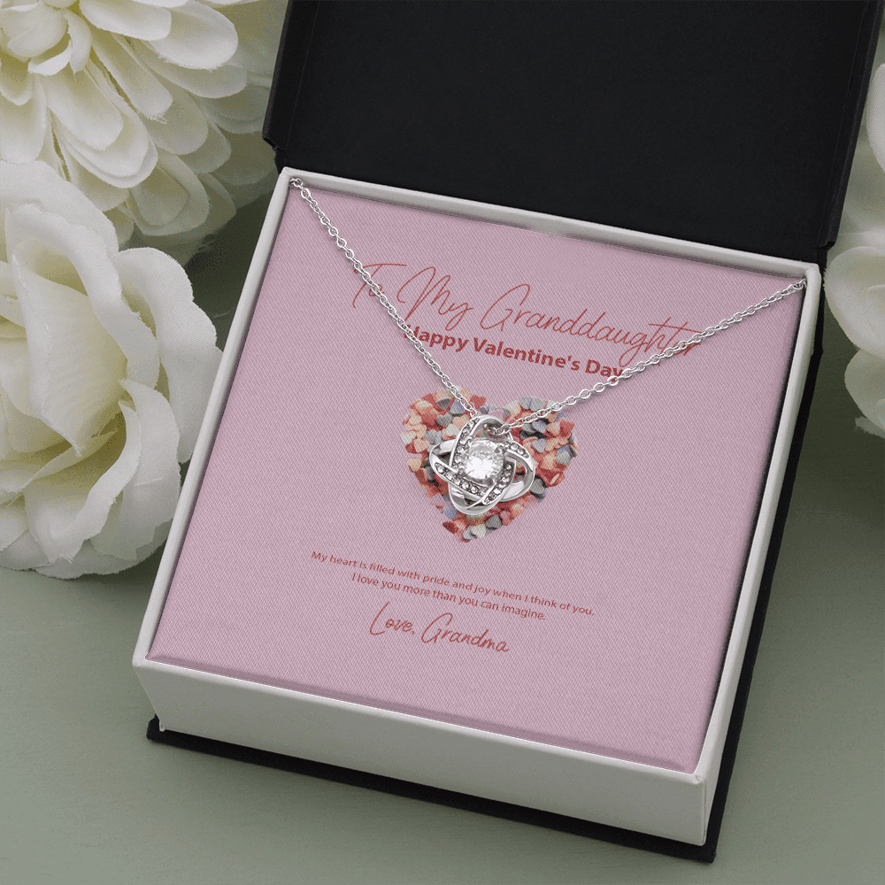 To My Granddaughter From Grandma Valentine's Day Love Knot Necklace
