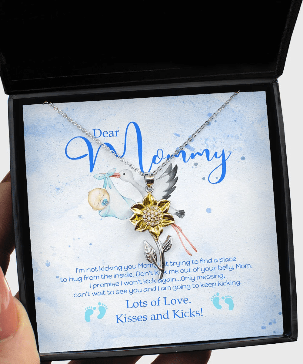To My Mommy Lots Of Love Kisses And Kicks Sunflower Pendant Necklace Toptrendygear