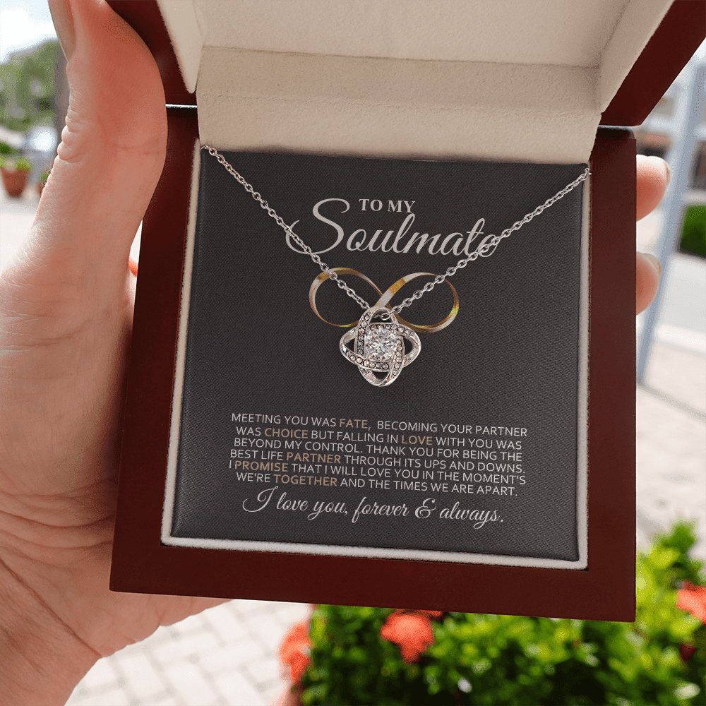 To My Soulmate My Choice Love You Forever & Always Boyfriend Necklace Love Knot Necklace