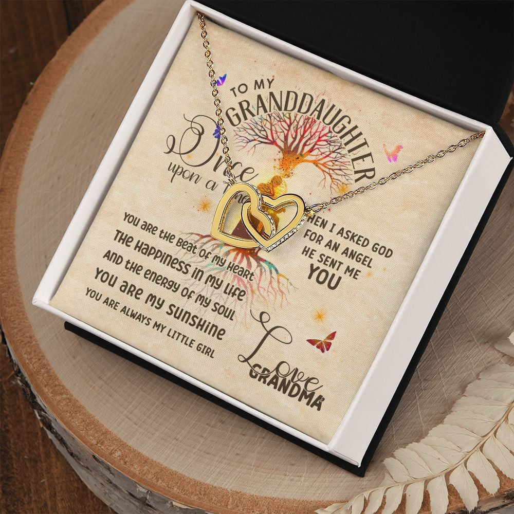 Granddaughter Necklace From Grandma Once Upon A Time God Sent Me An Angel As You Interlocking Hearts Necklace