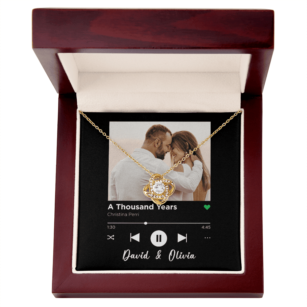A Thousand Years Spotify Code Song Art Custom Name And Photo Love Knot Gold Necklace Gift For Her