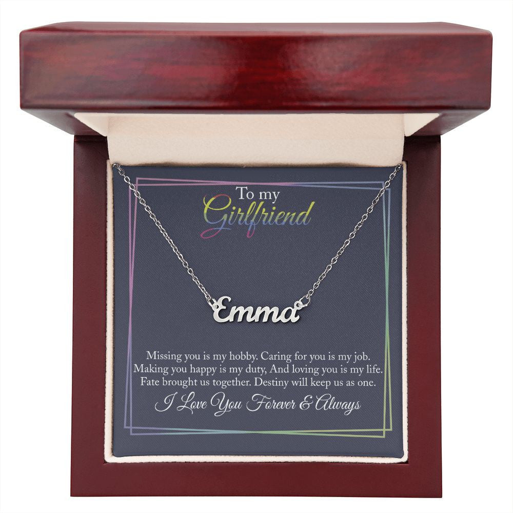 Girlfriend Necklace Missing You Is My Hobby LBGT Personalized Name Necklace